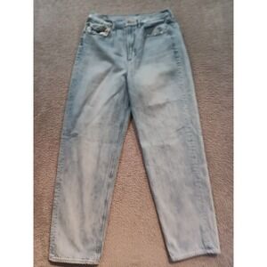 American Eagle Baggy Jeans 12 Regular Distressed Light Wash Denim Pants